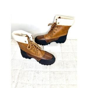Nautica Brown Womens Faux Fur Lined Mid-Calf Boots Size 9.5 Outdoors Winter Cozy